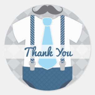Klein Man Stropdas Navy Blue Grey Baby shower Ronde Sticker