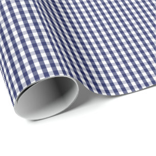 Klein marinenblauw en wit gingham-pakpapier cadeaupapier