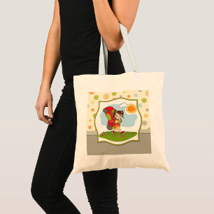 Klein meisje dat wandelt met rugzak Kinderavontuur Tote Bag