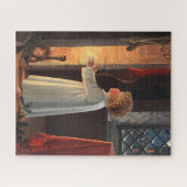 klein meisje door Fireplace Kerstmis Legpuzzel (Horizontaal)