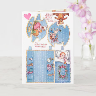 klein meisje en Baby papieren poppenkaart Kaart