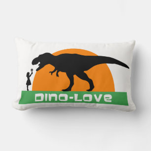 Klein meisje en dinosaurus kussen