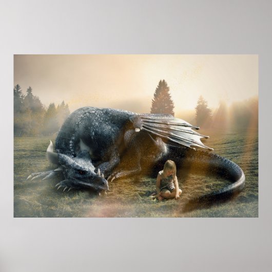 Klein meisje en haar Dragon Poster (Voorkant)