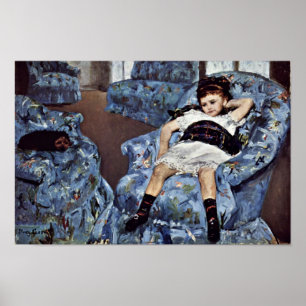 klein meisje in blauwe stoel door Cassatt Mary (be Poster