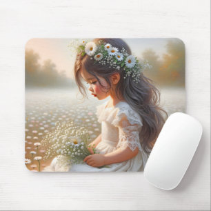 Klein meisje in Daisy Field Muismat