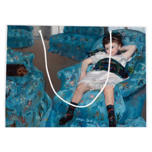 Klein meisje in een blauwe stoel, Cassatt Groot Cadeauzakje (Achterkant)
