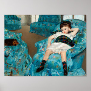 Klein meisje in een blauwe stoel door Mary Cassatt Poster
