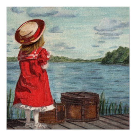 Klein meisje in het rood perfect poster (Voorkant)