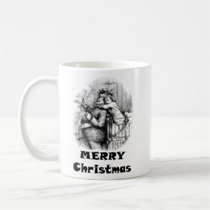 Klein meisje knuffelen sinterklaas kerst kunst koffiemok