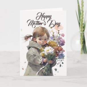Klein meisje met bloem, Moederdag Kaart