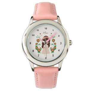 Klein meisje met bloemen horloge