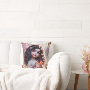 Klein meisje met hart teken kussen