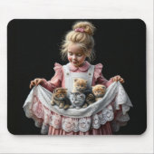 Klein meisje met Kittens in haar Schort Muismat (Voorkant)