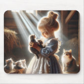 Klein meisje met Kittens Muismat (Voorkant)