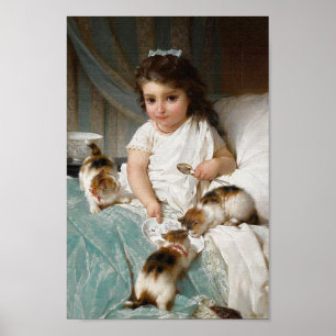Klein meisje met Kittens Vintage Poster