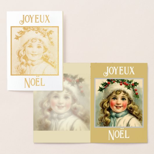  klein meisje met maretak folie kaarten (Display)