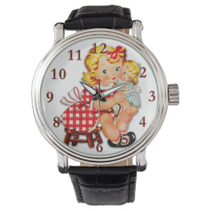 Klein meisje met pop horloge