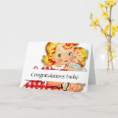 Klein meisje met pop kaart (Gele Bloem)