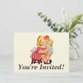 Klein meisje met  pop kaart (Staand voorkant)