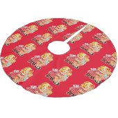 Klein meisje met  pop kerstboom rok (Gekanteld)