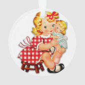 Klein meisje met pop ornament (achterkant)