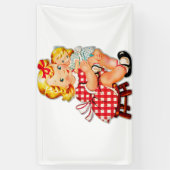 Klein meisje met pop spandoek (Verticaal)