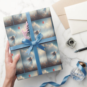 Klein meisje met rode ballon cadeaupapier