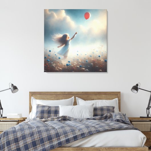 Klein meisje met rode ballon canvas afdruk (Insitu (Slaapkamer))