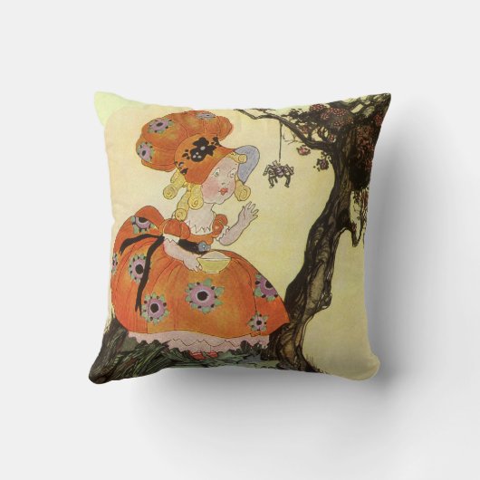 Klein Meisje Muffet & Spin, Klassieke Moeder de Ga Kussen (Achterkant)