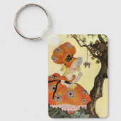 Klein Meisje Muffet & Spin, Vintage Mother Goose Sleutelhanger (Voorkant)