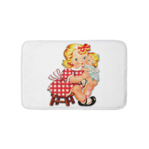 Klein meisje retro vintage pop kind badmat