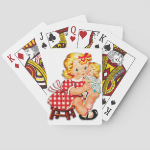 Klein meisje retro vintage pop kind pokerkaarten