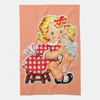 Klein meisje retro vintage pop kind theedoek