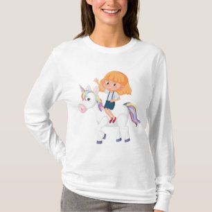 Klein meisje rijdt op magische eenhoorn avontuur t-shirt