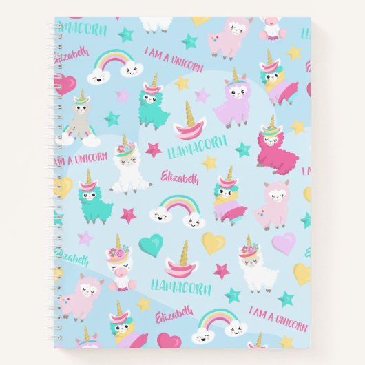 Klein meisje schattig Llamacorn-pastelkleurig patr Notitieboek (Voorkant)