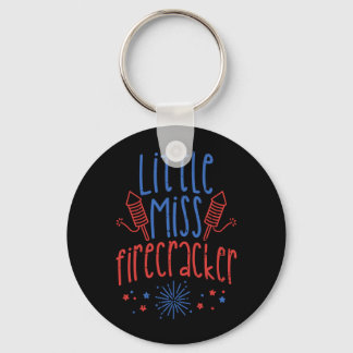 Klein Meisje Vuurwerk Grappige 4e Juli Patriottisc Sleutelhanger