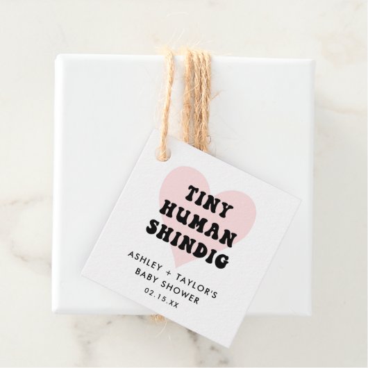 Klein menselijk Shindig Modern Baby shower Bedankjes Labels (In situ)