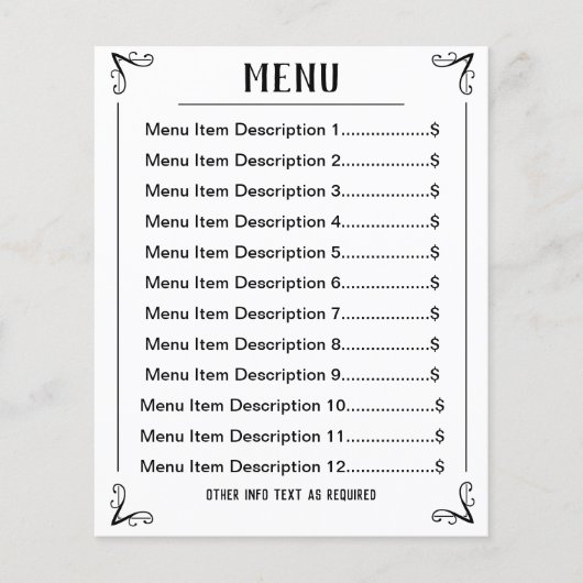 Klein menublad met bewerkbare aanbiedingen flyer (Voorkant)