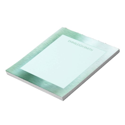 Klein metaal Iridescent Mint Green Name Notitieblo Notitieblok (Gedraaid)