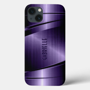 Klein metallisch donkerblauw geborsteld aluminium  iPhone 13 hoesje