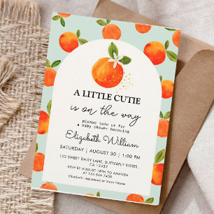 Klein Mignon Oranje Aquarel Baby Shower Kaart