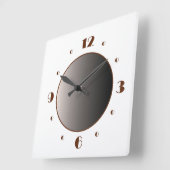 Klein minimalistisch wit met Tan Numerals Square W Vierkante Klok (Hoek)