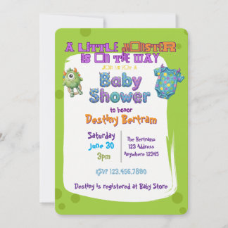 Klein Monster op Komst, Groene Baby Shower Kaart