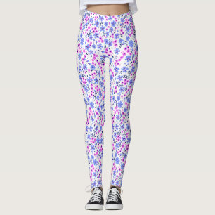 Klein mooi wit blauw roze bloemenpatroon leggings