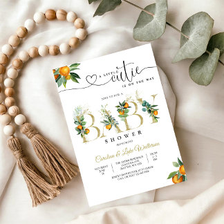 Klein Moppie Sinaasappel Baby Shower Uitnodiging