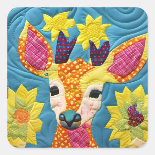 Klein ontwerp, zoals een klein deer quilt vierkante sticker
