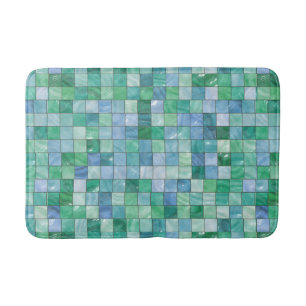 Klein pasta Blauw Groen Glazen Blok Tile Mosaic Sh Badmat