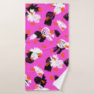 Klein patroon met tropische motieven, handdra badhanddoek