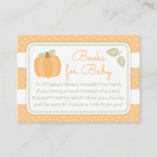Klein pompoen Baby shower Breng een boek Informatiekaartje