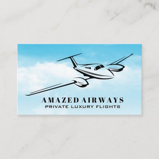 Klein privévliegtuig in de lucht visitekaartje (Voorkant)
